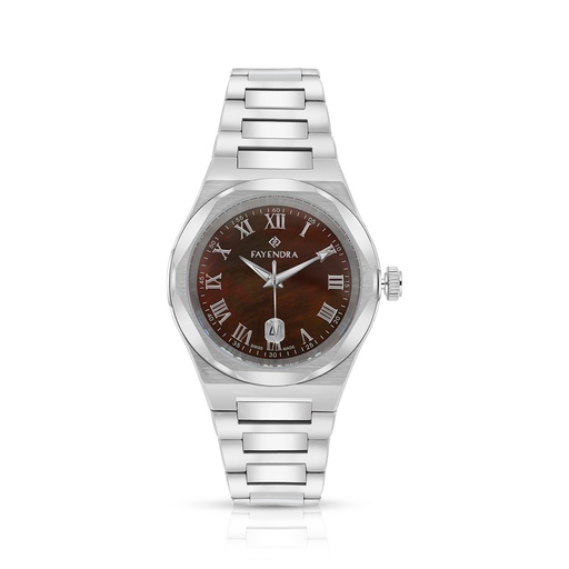 [WAT3100000COFW122] Stainless Steel 316L Watch Silver Color For Men - Coffee MOP dial 
