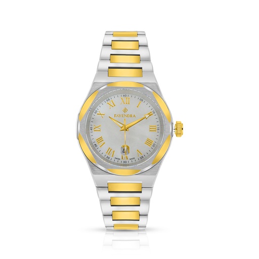 [WAT3400000MOPW122] Stainless Steel 316L Watch Silver And Golden Color- white MOP dial