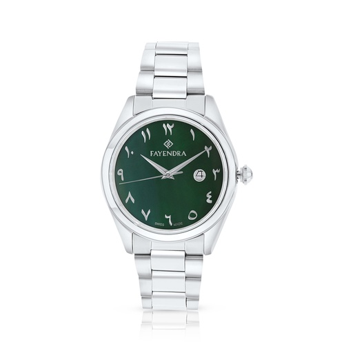 [WAT3100000GRNW123] Stainless Steel 316L Watch Silver Color For Men - green MOP dial 