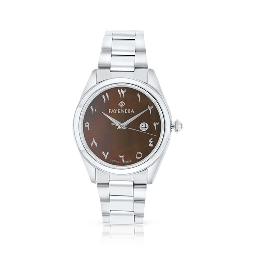 [WAT3100000COFW123] Stainless Steel 316L Watch Silver Color For Men - coffee MOP dial 