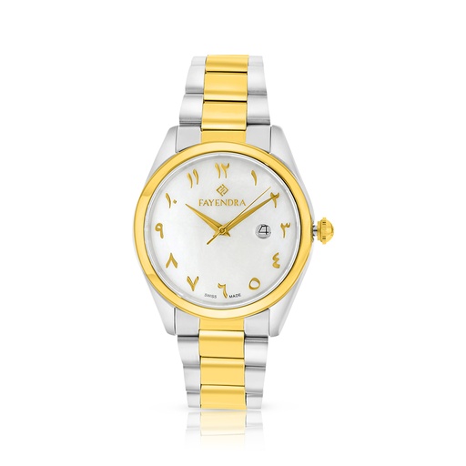 [WAT3400000MOPW123] Stainless Steel 316L Watch Silver And Golden Color For Men - white MOP dial 