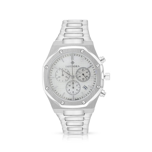 [WAT3100000MOPW124] Stainless Steel 316L Watch Silver Color For Men - white MOP dial 