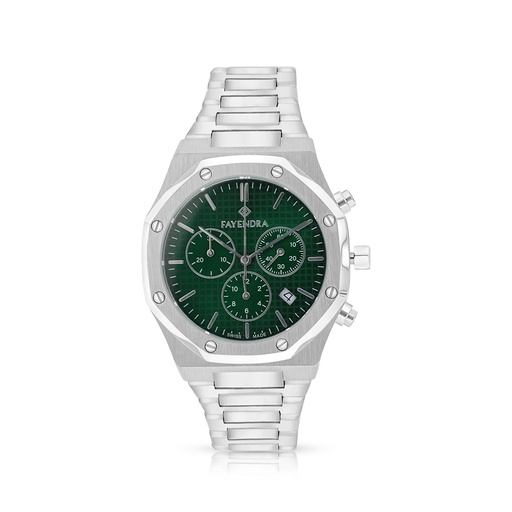 [WAT3100000GRNW124] Stainless Steel 316L Watch Silver Color For Men - green MOP dial 