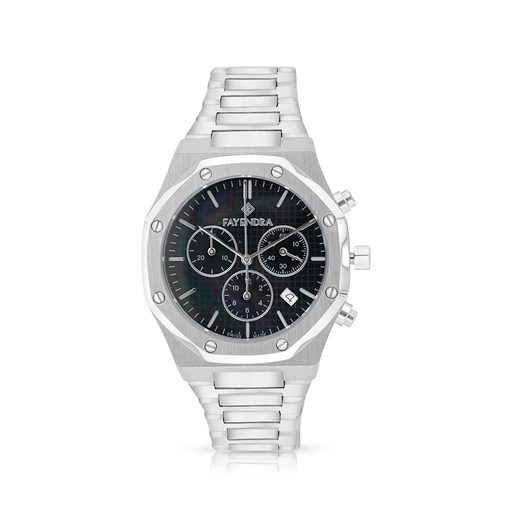 [WAT3100000BLKW124] Stainless Steel 316L Watch Silver Color For Men - BLACK MOP dial 