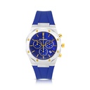 Stainless Steel 316L Watch Silver And Golden Color Embedded With Blue Rubber For Men - blue MOP dial 