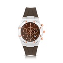 Stainless Steel 316L Watch Silver And Rose Gold Color Embedded With BROWN Rubber For Men - coffee MOP dial 