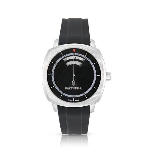 [WAT3100000BLKW126] Stainless Steel 316L Watch Silver Color Embedded With Black Rubber For Men - black metal dial 