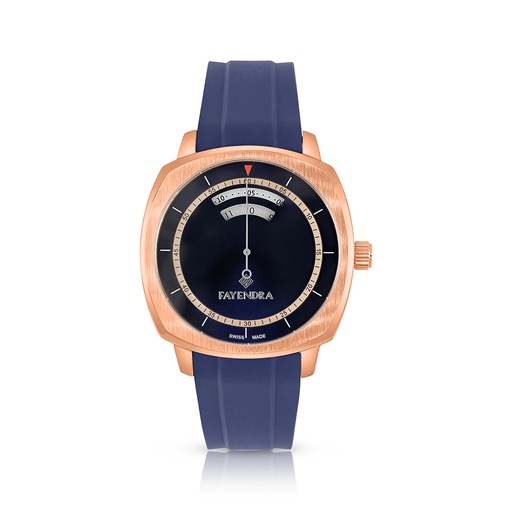 [WAT3300000BLUW126] Stainless Steel 316L Watch Rose Gold Color Embedded With Blue Rubber For Men - blue MOP dial 
