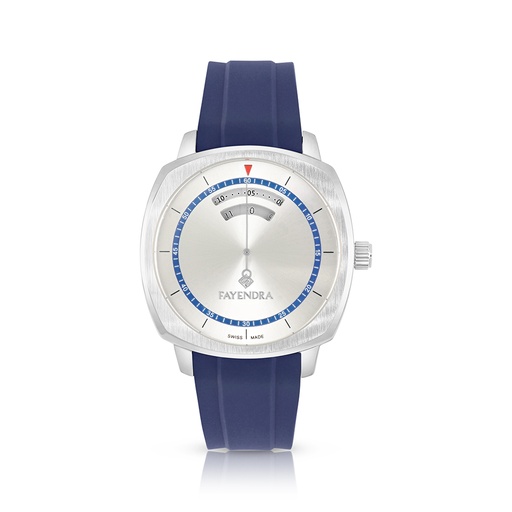 [WAT3100000SILW126] Stainless Steel 316L Watch Silver Color Embedded With Blue Rubber For Men - silver metal dial 