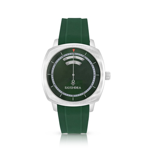 [WAT3100000GRNW126] Stainless Steel 316L Watch Silver Color Embedded With Green Rubber For Men - Green metal dial 