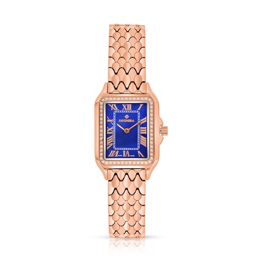 [WAT33WCZ00BLUW128] Stainless Steel 316L Watch Rose Gold Color With White Zircon - blue MOP dial 