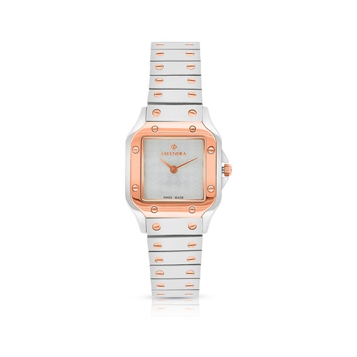 [WAT3500000SILW133] Stainless Steel 316L Watch Silver And Rose Golden Color - Silver metal dial 