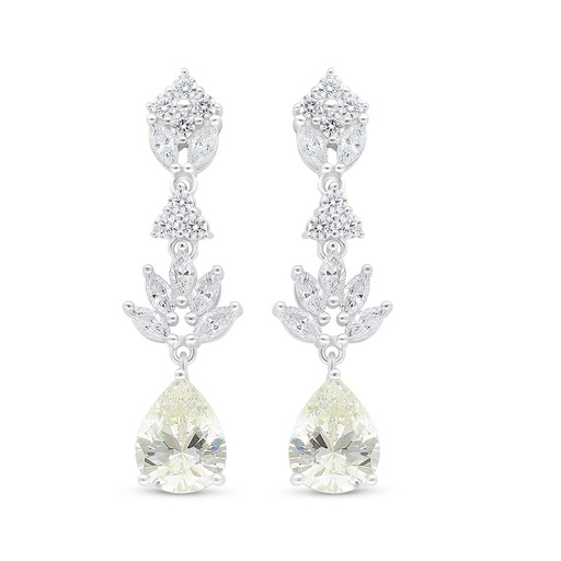 [EAR01CIT00WCZC987] Sterling Silver 925 Earring Rhodium Plated Embedded With Diamond Color And White Zircon